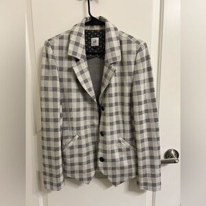 Cabi Unisex Sports Coat Size 8 in White/Black Flannel Pattern